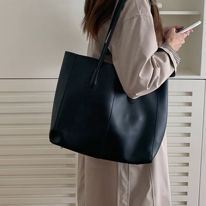 Vintage women's tote bag, new Korean version, large capacity, simple commuting bag,fashionable and versatile,single shoulder bag