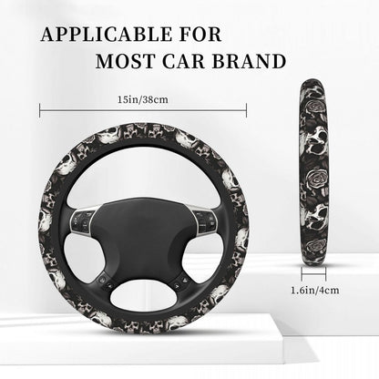 Capa para Volante de Carro Sem círculo interno Design de Caveira Protetor de Volante Universal Acessórios Automotivos Antiderrapantes