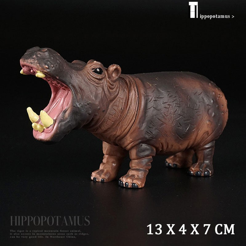 Simulation Wild Animal Elephant Lion Graffe Brown Bear Action Figures Wildlife Sika Deer Hippo Zebra Crocodile Figurines Kid Toy