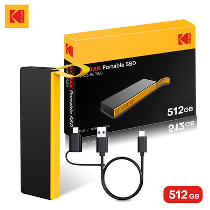 KODAK Portable SSD External Hard Drive 2TB 1TB 512GB 256GB Flash USB3.2 Type-C Mini PSSD for Laptop Desktop Smartphones