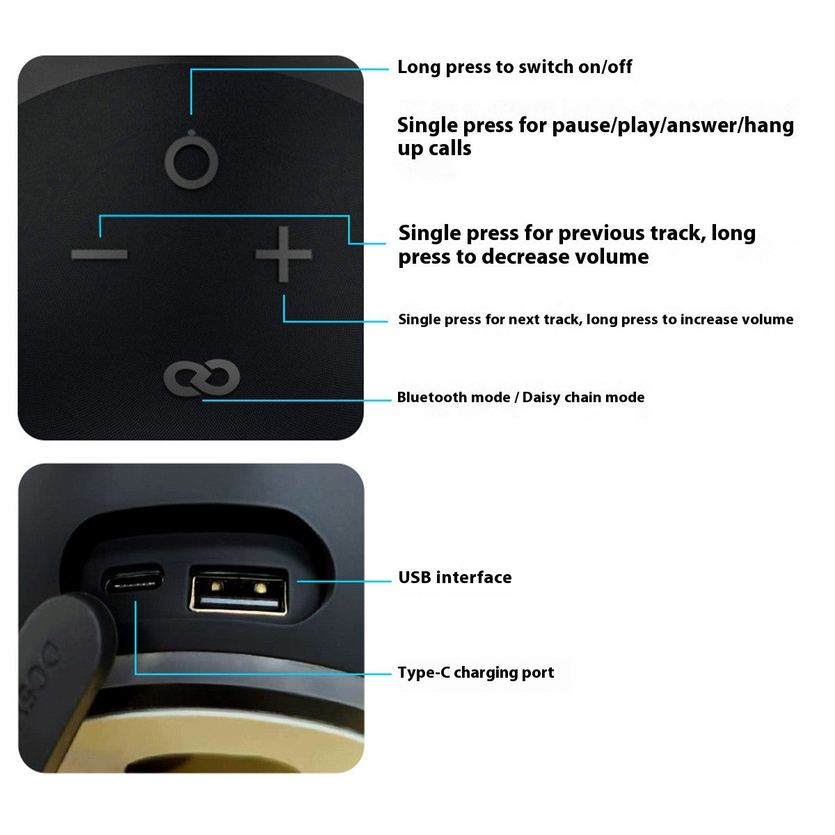 Mini Caixa de Som Bluetooth Portátil Sem Fio com Cancelamento de Ruído Alaxe para Festas, Acampamentos, Luz RGB e Subwoofer para Ambientes Externos