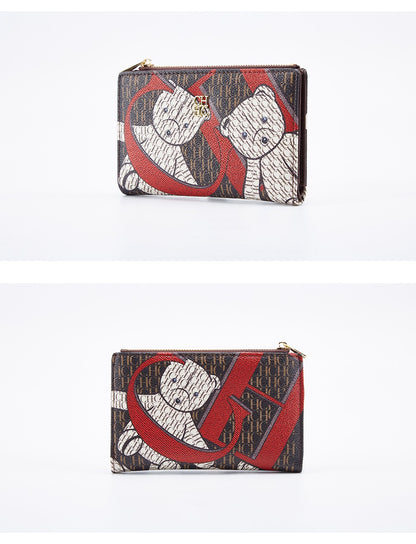 Printed Women's Long Wallet Luxury Brand Retro Classic PVC Material 2025 New Fashionable Simple Card Bag