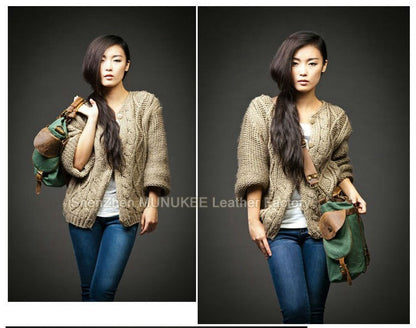 Vintage Military Canvas + Genuine Leather Men Shoulder Bag Sling Crossbody Bag Tote Handbag Men Canvas Messenger Bag  Leisure