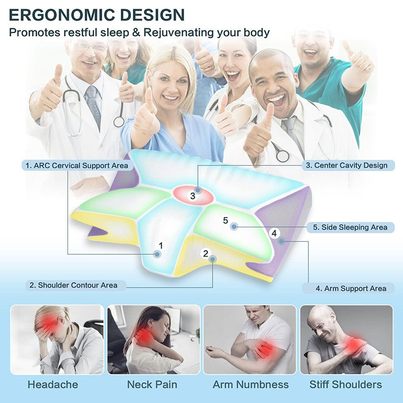 1pc Memory Foam Pillow 2 in 1 Ergonomic Contour Orthopedic Pillows for Sleeping?Cervical Orthopedic Pillow for Neck Pain