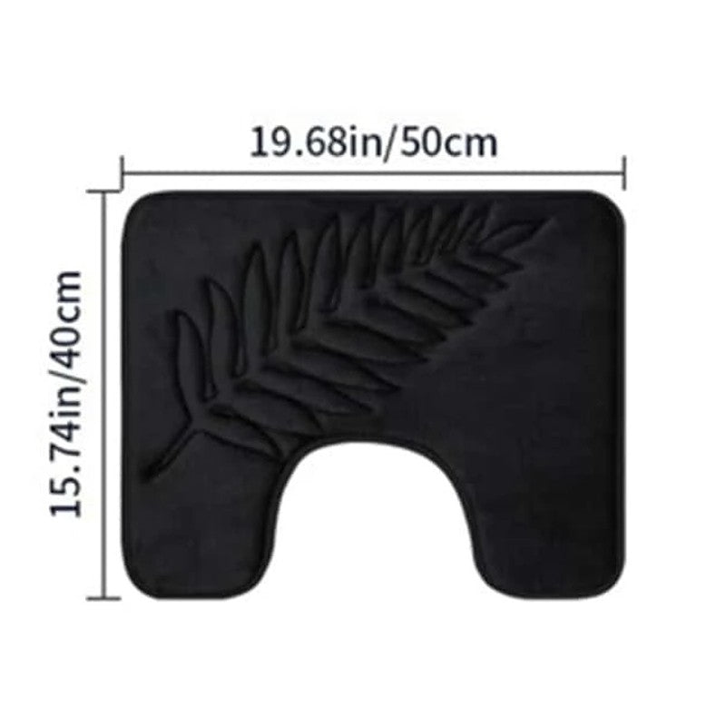 Conjunto de 3 Peças de Tapetes de Banheiro em Espuma de Memória, Ultramacios e Absorventes, com Estampa de Folhas, Tapetes de Banho Grossos e Laváveis Para Vaso Sanitário e Banheira