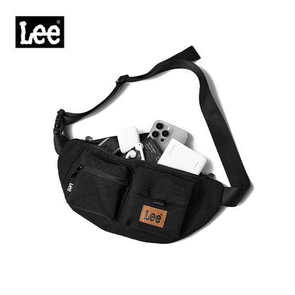 LEE Original Black Fashion Fanny Pack Women Men Korea Style Waterproof Nylon Crossbody Chest Bag Sport Phone Shoulder Waist Bag