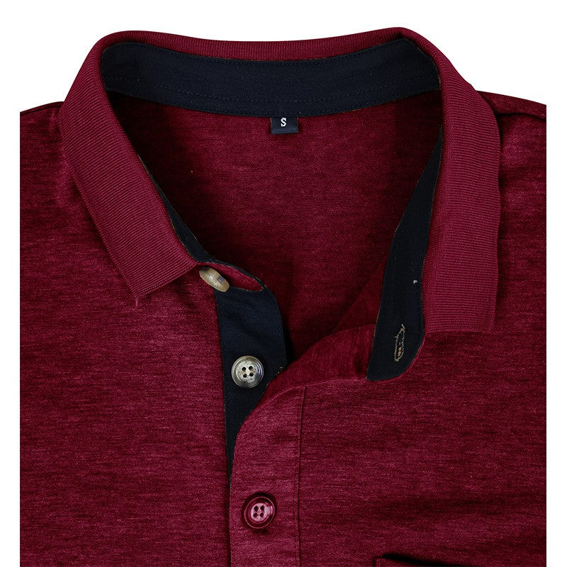 Spring Trend Men's Long Sleeve Casual Tshirt Solid Lapel Button Up Pullover Tops Autumn Turn Down Collar Bottoming Polo Shirt