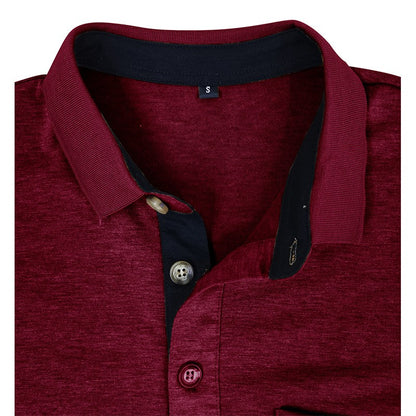 Spring Trend Men's Long Sleeve Casual Tshirt Solid Lapel Button Up Pullover Tops Autumn Turn Down Collar Bottoming Polo Shirt