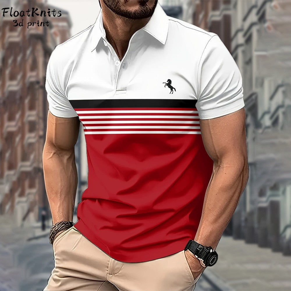 Minimalist Striped Polo Shirts for Men Business Men's Clothing Lapel Short Sleeve Tee New in Tops & Tees Summer T-Shirts for Men