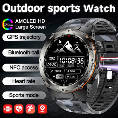 2026 Popular Outdoors GPS Sports Smart Watch Masculino Tela AMOLED Bússola à Prova D'água 500mAh NFC Chamada HD Smart Watch Para Homens T-REX 3