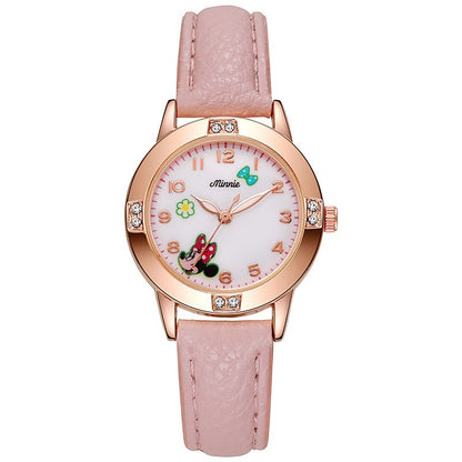 Relógios de Quartzo Infantis Disney Mickey Minnie Desenho Animado Fofo para Meninas, Relógio Infantil Adorável, Relógios de Pulso Femininos Modernos, Presentes de Brinquedo