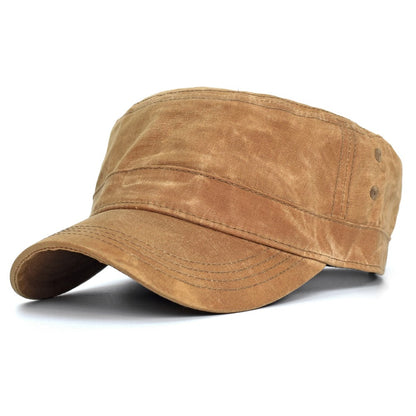 Bonés Militares de Lona Encerada Algodão Masculinos Impermeáveis Chapéu Cadete do Exército Design Único Vintage Topo Reto