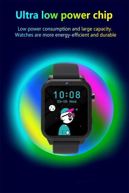 2025 New Children Smart Watch Alarm Clock LED Flashlight Waterproof Kid Watches HD Camera Take Photo Puzzle Game Smartwatch Girl