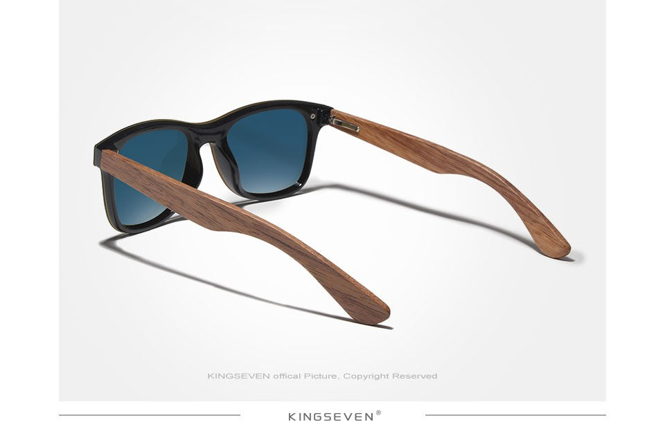 KINGSEVEN UV400 Sunglasses For Men Polarized Walnut Wood Handmade Sun Glasses High Quality Protection Women Eyewear Gafas