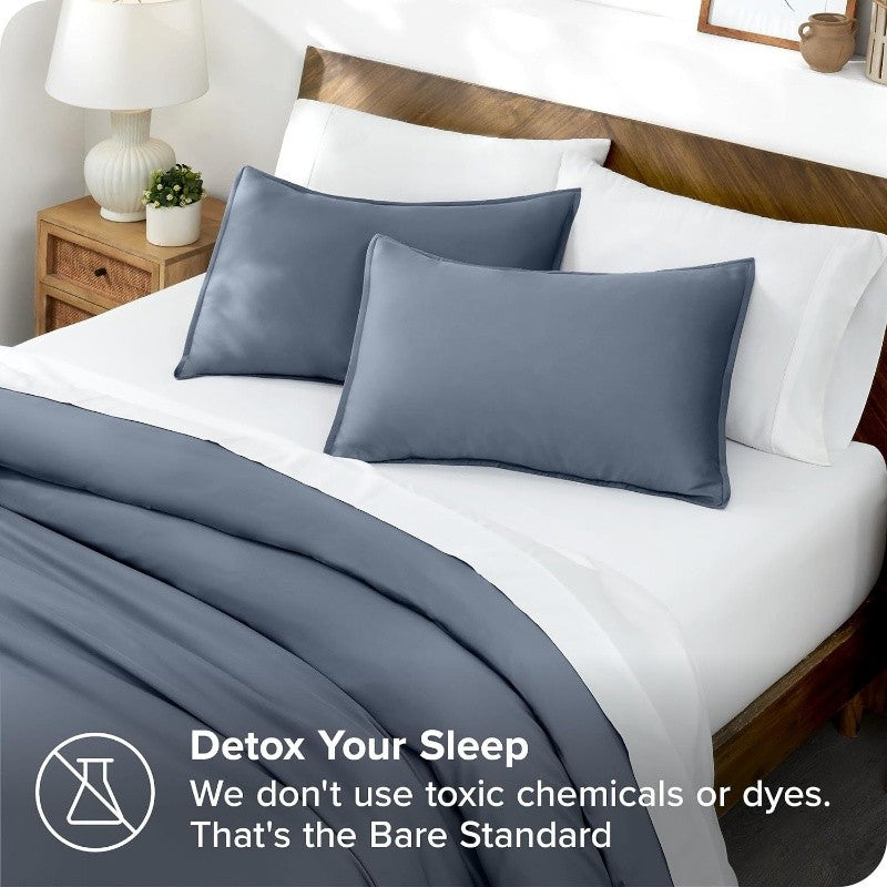 3pcs Lyocell Bamboo Fiber Duvet Cover Set,Luxury Solid Summer Silky Cooling Bedding Set(no Sheet),Single Quilt Cover+Pillowcases