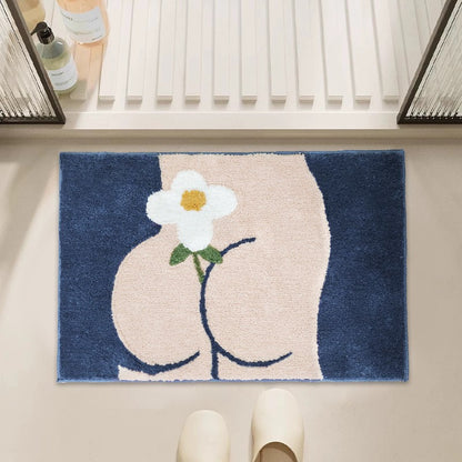 VIKAMA Bathroom Rug- Flannel Soft Toilet Door Mat - Bathroom Entrance Floor Mat - Bathroom Sink Area Carpet Home Decoration