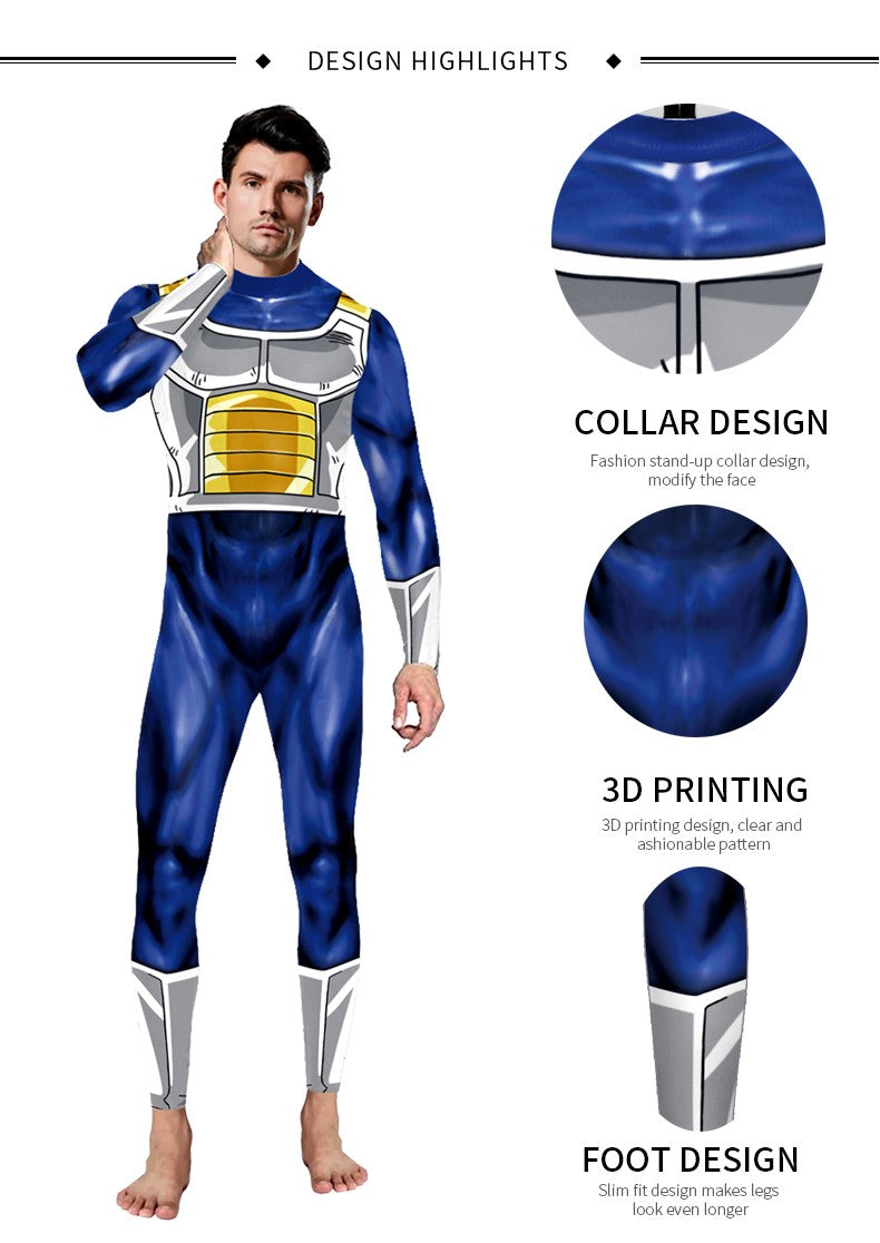 Zawaland Anime Printing Fancy Outfit Long Sleeve Cosplay Adult Costume Catsuits Muscle Mens Bodysuit Tight Zentai Jumpsuit