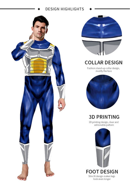 Zawaland Anime Printing Fancy Outfit Long Sleeve Cosplay Adult Costume Catsuits Muscle Mens Bodysuit Tight Zentai Jumpsuit