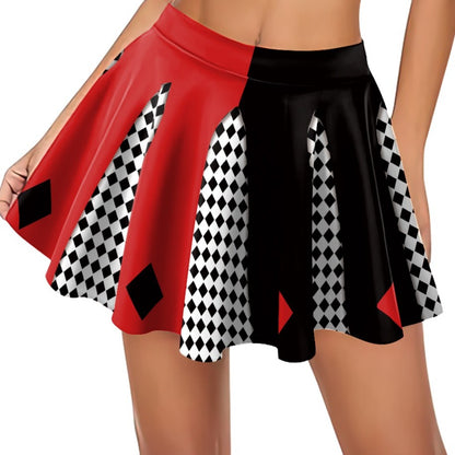 Movie Clown Cosplay Costume Halloween Harry Q Party Outfit Red Black Crop Top Performance Pleated Skirt Carnival Holiday Dresses