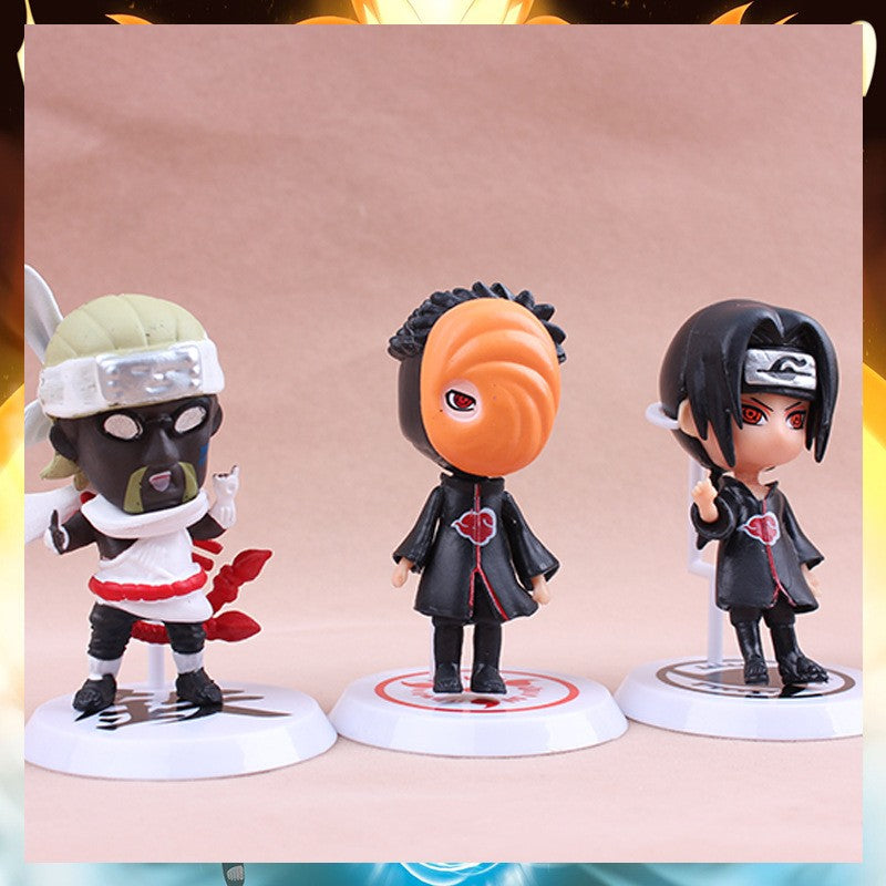6 Pcs/12pcs NARUTO Sasuke Gaara Uchiha Madara Figure 7-8cm 2 Style Personality Base Mini Figurines  Naruto Figure