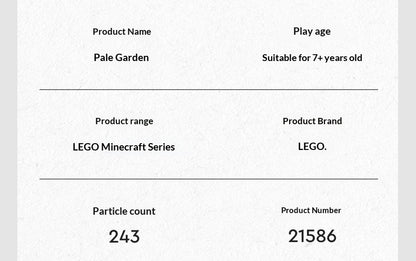 LEGO Minecraft série 21586 Jardim Pálido bloco de montar de brinquedo quebra-cabeça infantil de presente