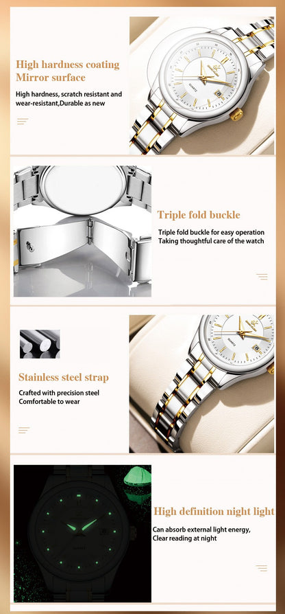 ERNIE KLEIN Women‘s Watches Simple Luxury Fashion Elegant Female Wristwatch Waterproof Luminous Date Exquisite Gift for Girl