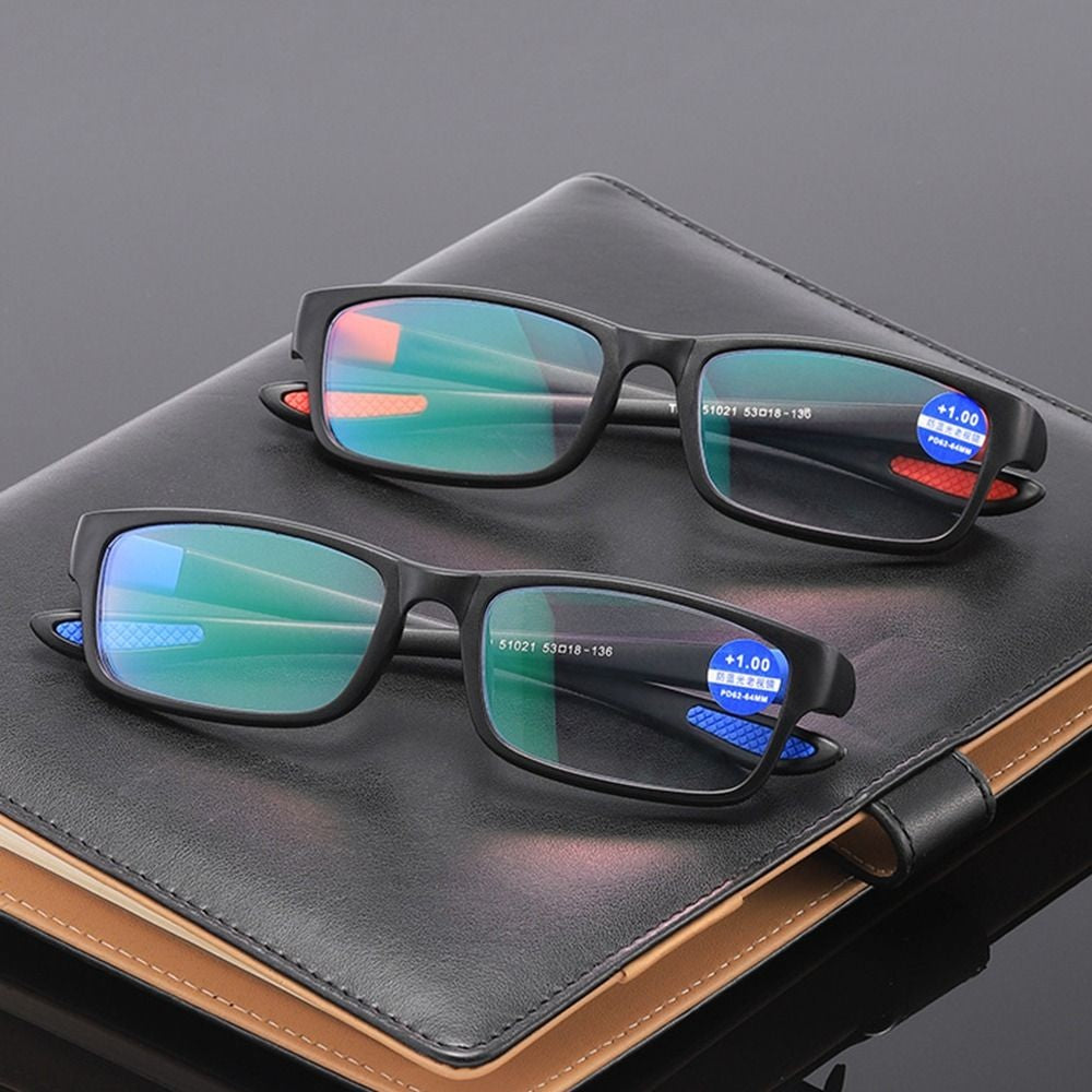 Óculos de Leitura Masculino Feminino Esportivo Antiluz Azul Armação TR90 Preta Vermelha Óculos Para Presbiopia +100 a +400