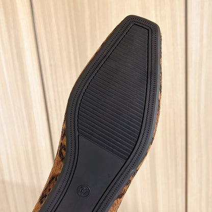 Big Size 35-43Snake Pattern Leather Woman Square Toe Shallow Ballet Flats Wowen Ballerinas Daily Slip on Loafers Mocasines Mujer