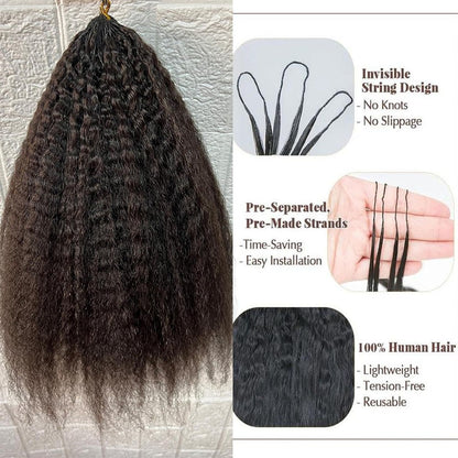 Kinky Straight Feather Crochet 100% Human Hair Extension Pre Separated Knotless Crochet Hair Bundles For Reusable Boho Braids