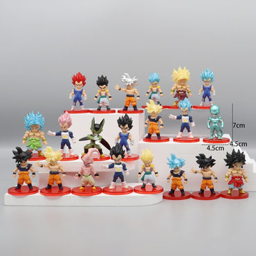 21pcs/lot Dragon Ball Mini Figure Super Saiyan Goku Vegeta Action Figures DBZ Dolls Model Toys Gifts
