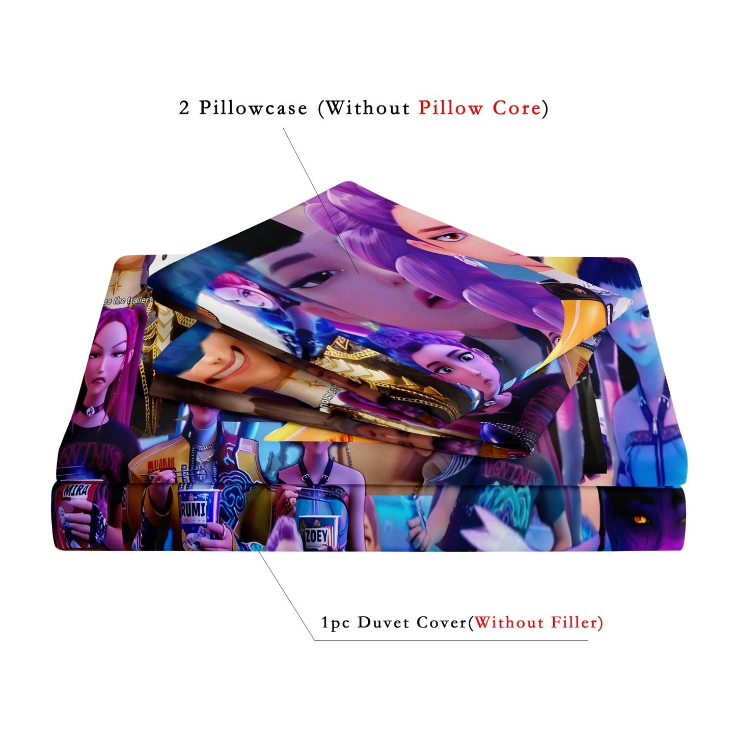 Kpop Demon Hunters Huntrix Bedding Set Single Twin Full Queen King Size Bed Set Adult Bedroom Sets Anime BedDuvet Cover