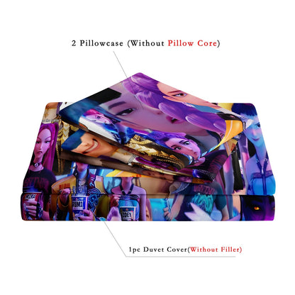 Kpop Demon Hunters Huntrix Bedding Set Single Twin Full Queen King Size Bed Set Adult Bedroom Sets Anime BedDuvet Cover