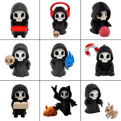 Hot Gothic Grim Reaper Figurines, Cute Skeleton Desk Decor, Skeleton Statue, Spooky Small Halloween Ornament, Halloween Gift