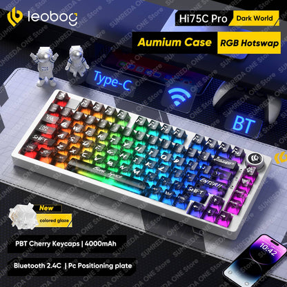 Leobog Hi75C Hi75 Hi75C Pro Kit de Teclado Mecânico Customizado de Alumínio Sem Fio para Jogos Bluetooth 2.4G Teclado Gamer com Hotswap com Fio