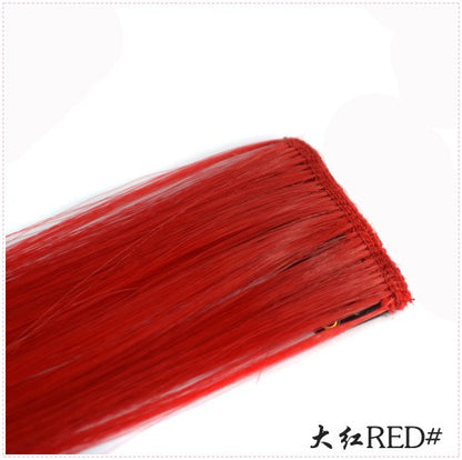 LIHUI Longo Liso Colorido Aplique de Cabelo Extensões de Cabelo com Clipe Mechas Arco-Íris Destaque Cabelo Sintético Rosa em Clipe