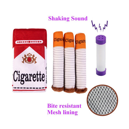 Brinquedo de Pelúcia em Formato de Cigarro para Cães, Recheado, com Mordedor para Filhotes, Engraçado e Interativo, com Apito para Cachorro
