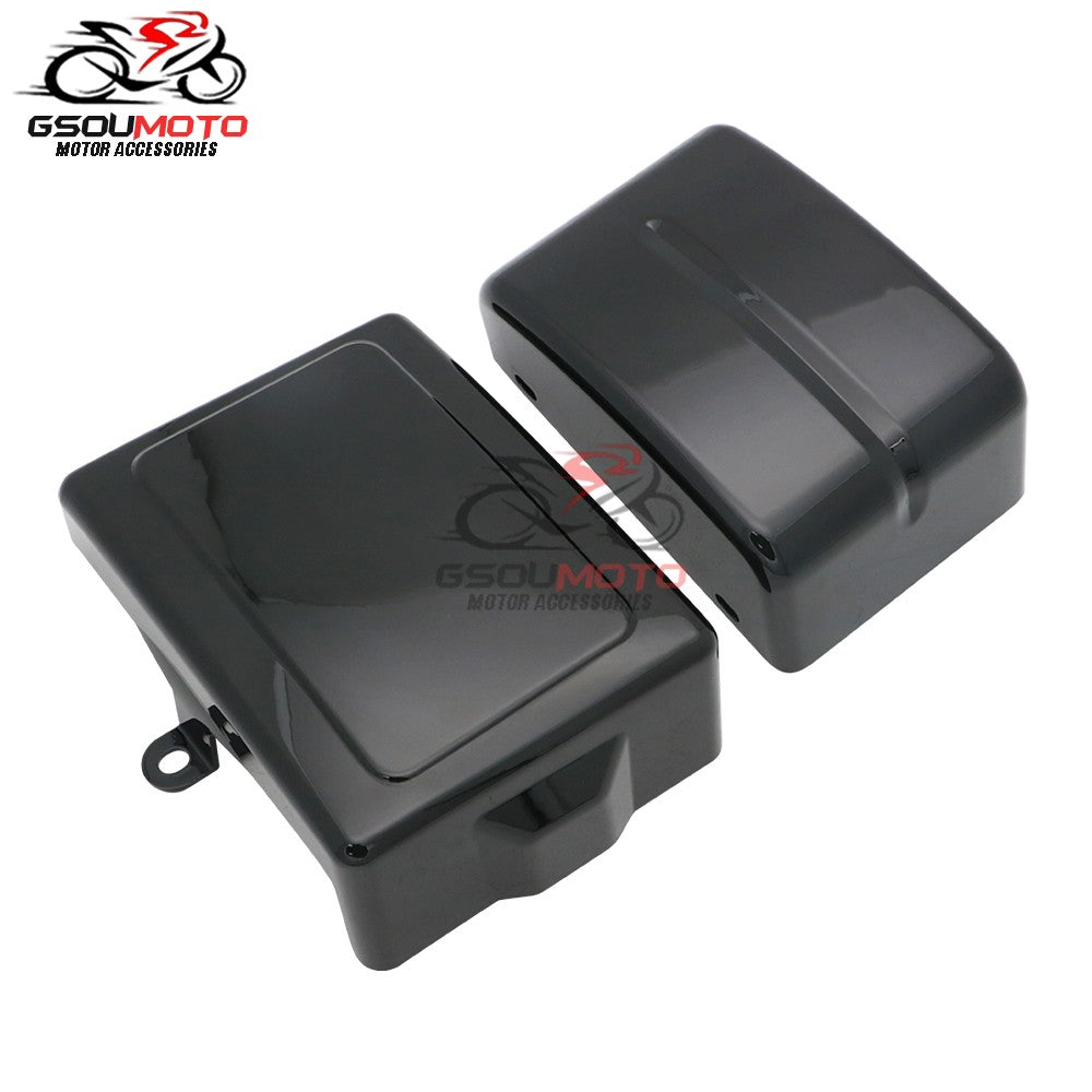Motorcycle Black Battery Side Fairing Frame Covers Cap For Harley Dyna Street Fat Bob Super Glide Wide Glide Switchback FLD FXD
