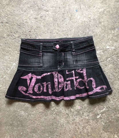 Korean Style Pink Letter Low Waist Slim Mini A Word Denim Skirt Women's Y2K New Harajuku Goth Sexy Spice Girl Fashion Streetwear