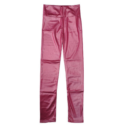 Women Spring Autumn Leggings Pants High Waist Faux Leather Leggings Female Elastic Slim Skinny Sexy Leather Pants Trousers