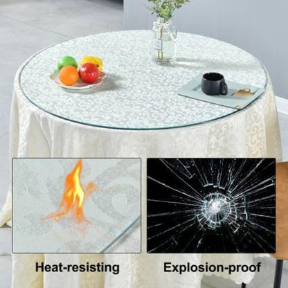 36 Inch Round Tempered Glass Table Top, 0.35 Inch Thick Clear Circular Tabletop with 6 Anti-Slip Rubber Rings, Replacement for D