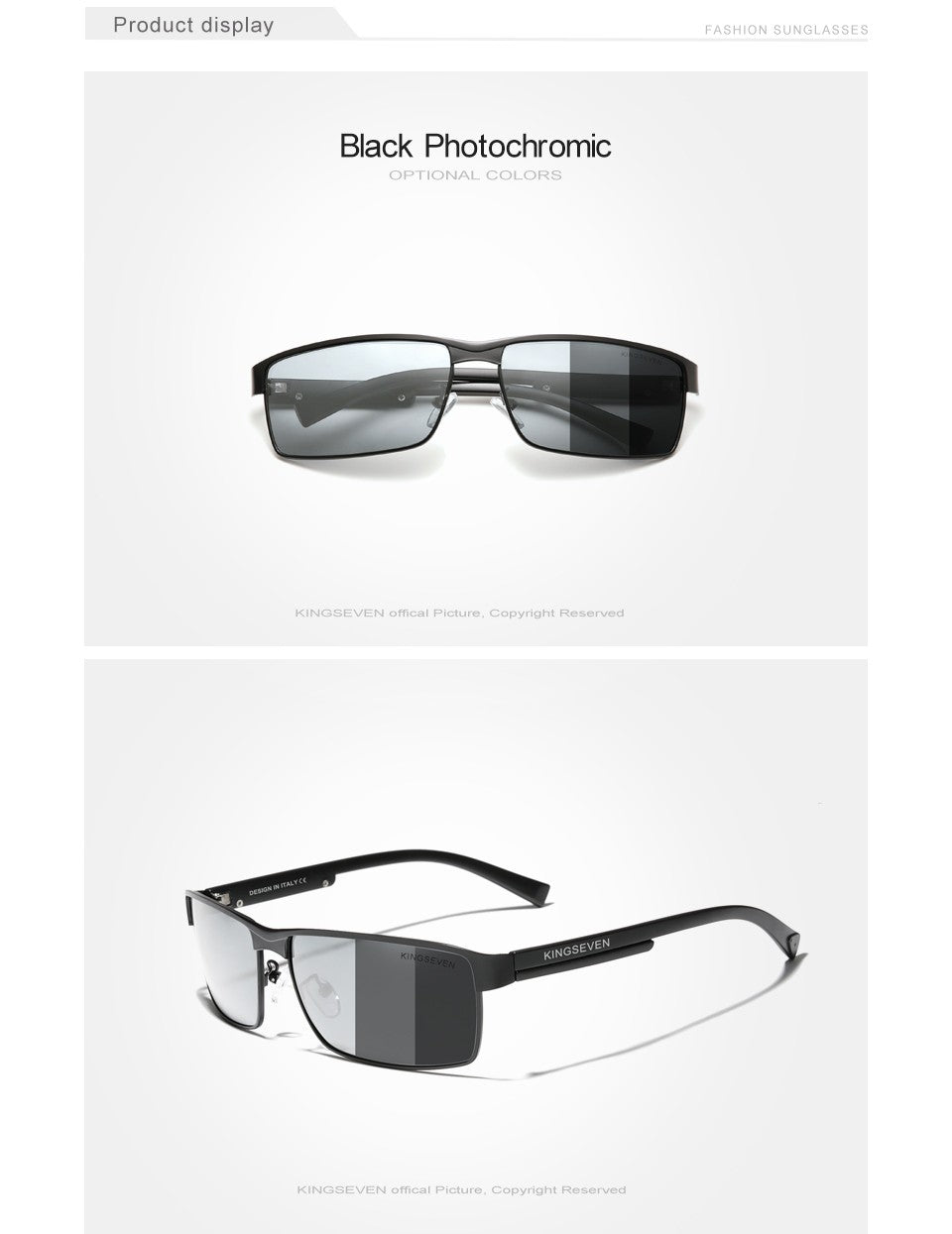 KINGSEVEN New Photochromic Sunglasses Men Chameleon Polarized Pilot Sun Glasses Driving Square Eyewear Men's Sun Glasses Male