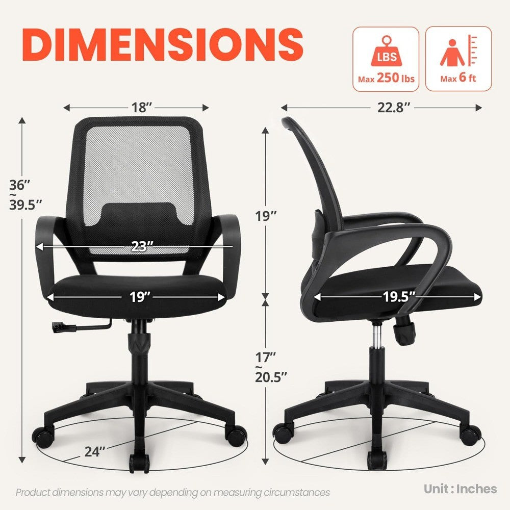 ergonomic mesh office chair with adjustable height, lumbar support, and swivel wheels for comfortable use