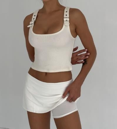 Women's Mini Skorts Casual Stylish Simple Solid Low Rise Short Skirt for All Seasons