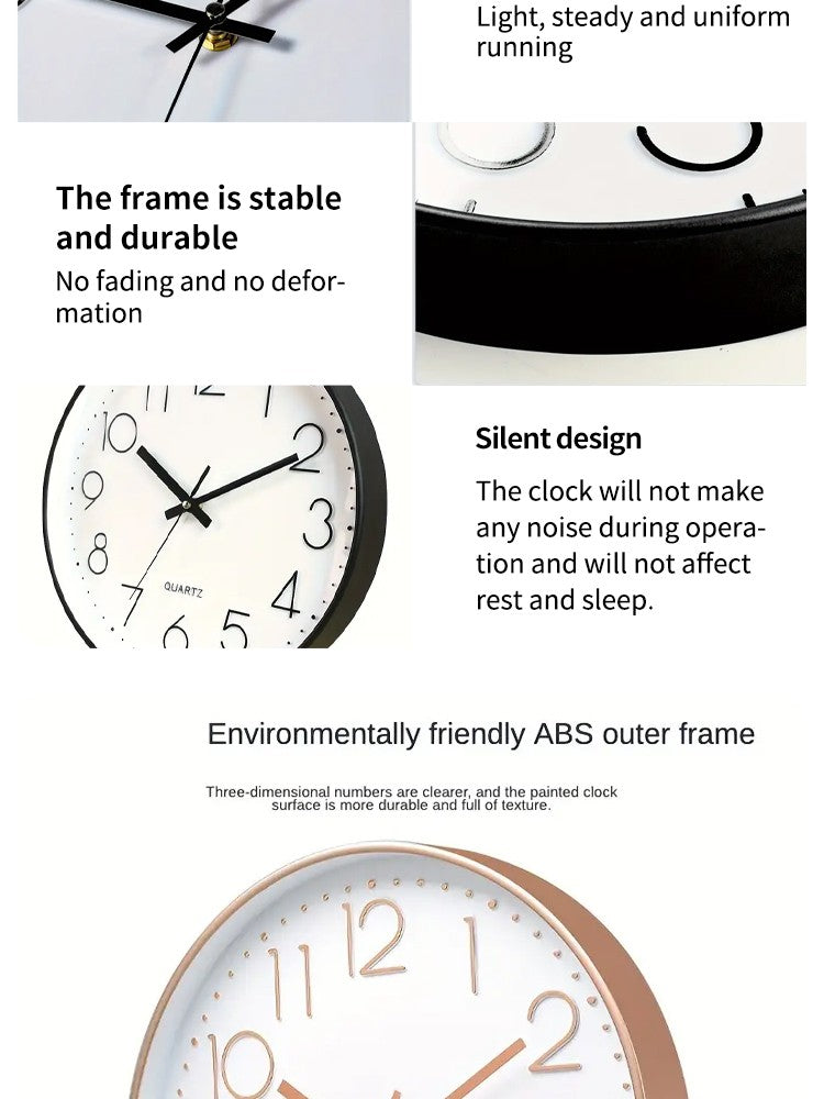 8 Inch Silent Quartz Wall Clock, round Three-dimensional Digital Modern Wall Clock, Not Ticking Wall Clock, Bedroom Living Room