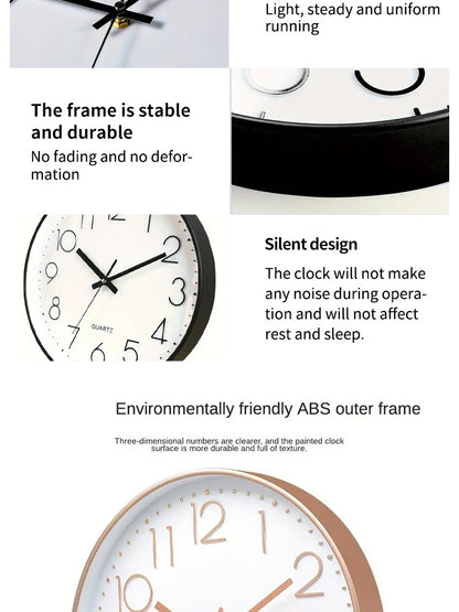 8 Inch Silent Quartz Wall Clock, round Three-dimensional Digital Modern Wall Clock, Not Ticking Wall Clock, Bedroom Living Room