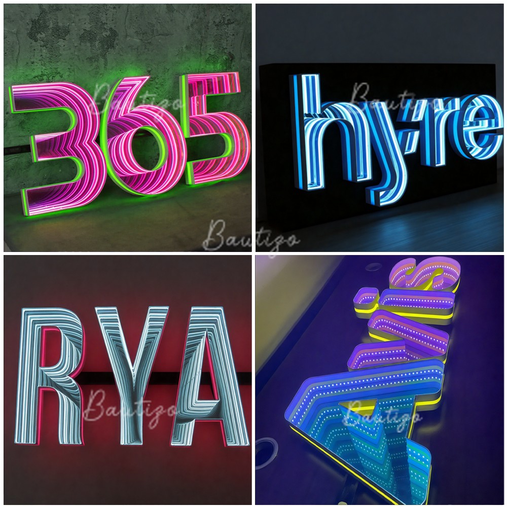 Custom Infinity Mirror Light Up Letter Art Lighting Infinity Mirror Light Customizable for Wall Decor Led Lights Business Sign