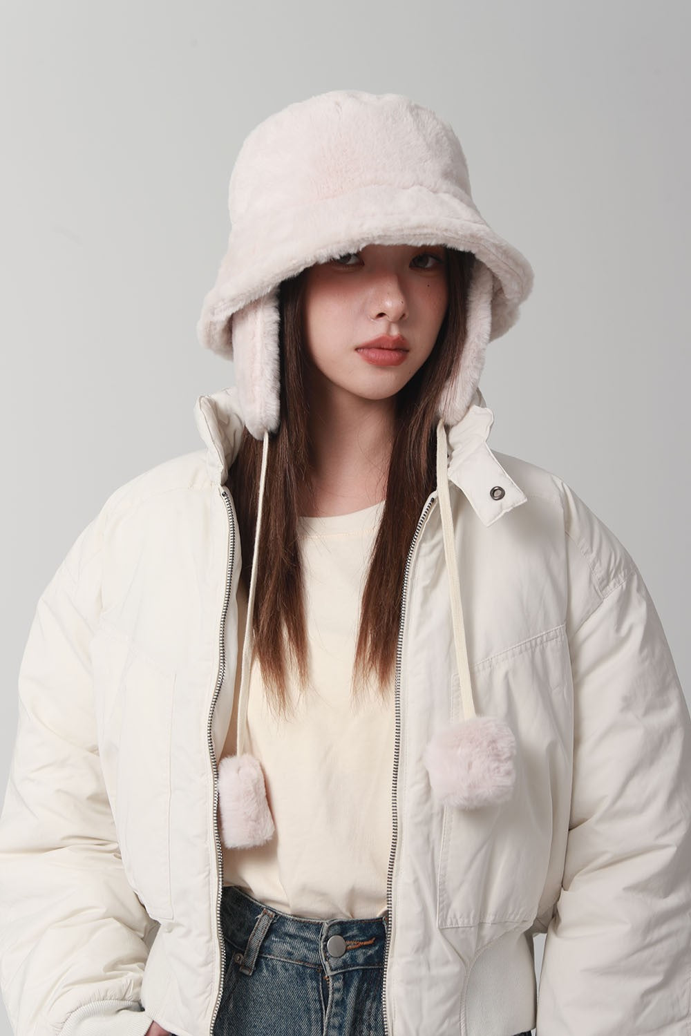 Bomber Winter warm bucket hat hats for women Golf cap Hiking hat fur hat Winter hat Barrel cap Cotton fabric Ear protection cap