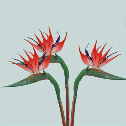 3pcs Artificial Bird Of Paradise Flowers Rubber Strelitzia 24.5'' Long Stem Flower Suitable For DIY Home Party Theme Decor