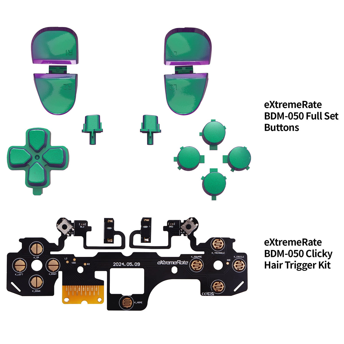 eXtremeRate for ps5 Controller BDM-040/BDM-050/060 Whole Clicky Kit V2, Shoulder Face Dpad Buttons