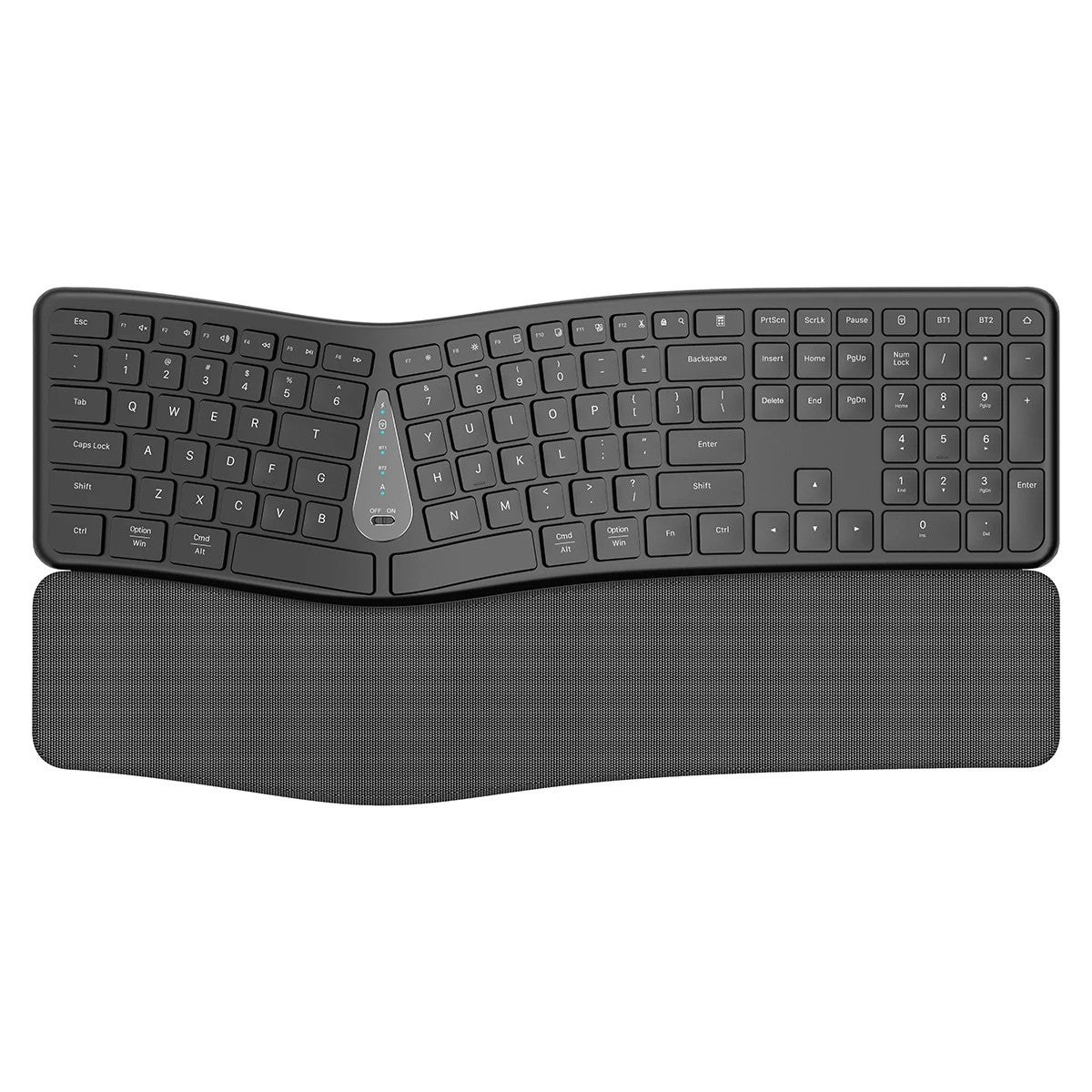 Teclado Sem Fio Ergonômico 2.4G, Digitação Natural Confortável, Apoio para as Mãos, Teclado Bluetooth Recarregável Multidispositivo para Laptop